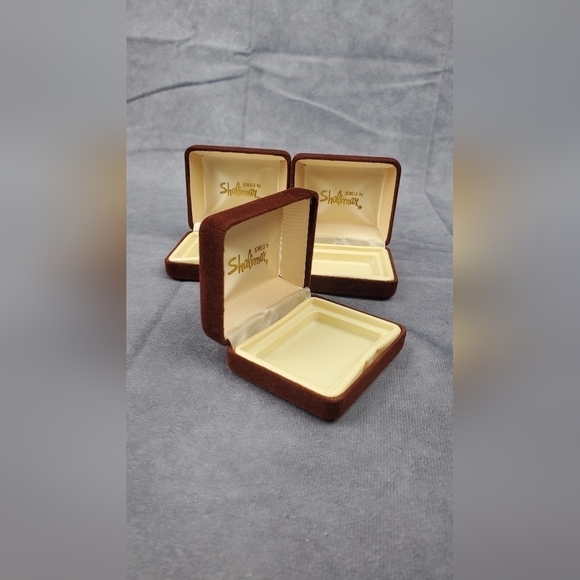 Shalimar empty brown peach velvet Jewelry boxes set of 3 - Picture 7 of 7